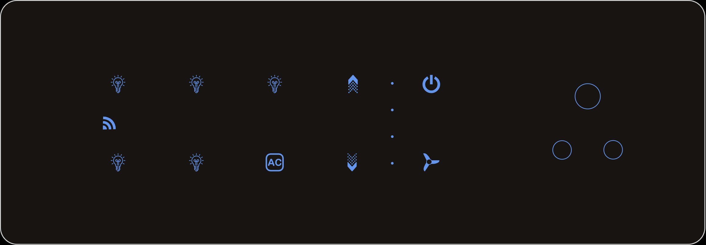 KB black glass 8M touch switch panel with blue control icons